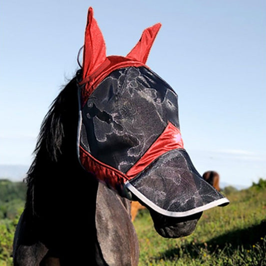 Masque anti-mouche pour cheval d'équitation protection anti-brûlure de soleil