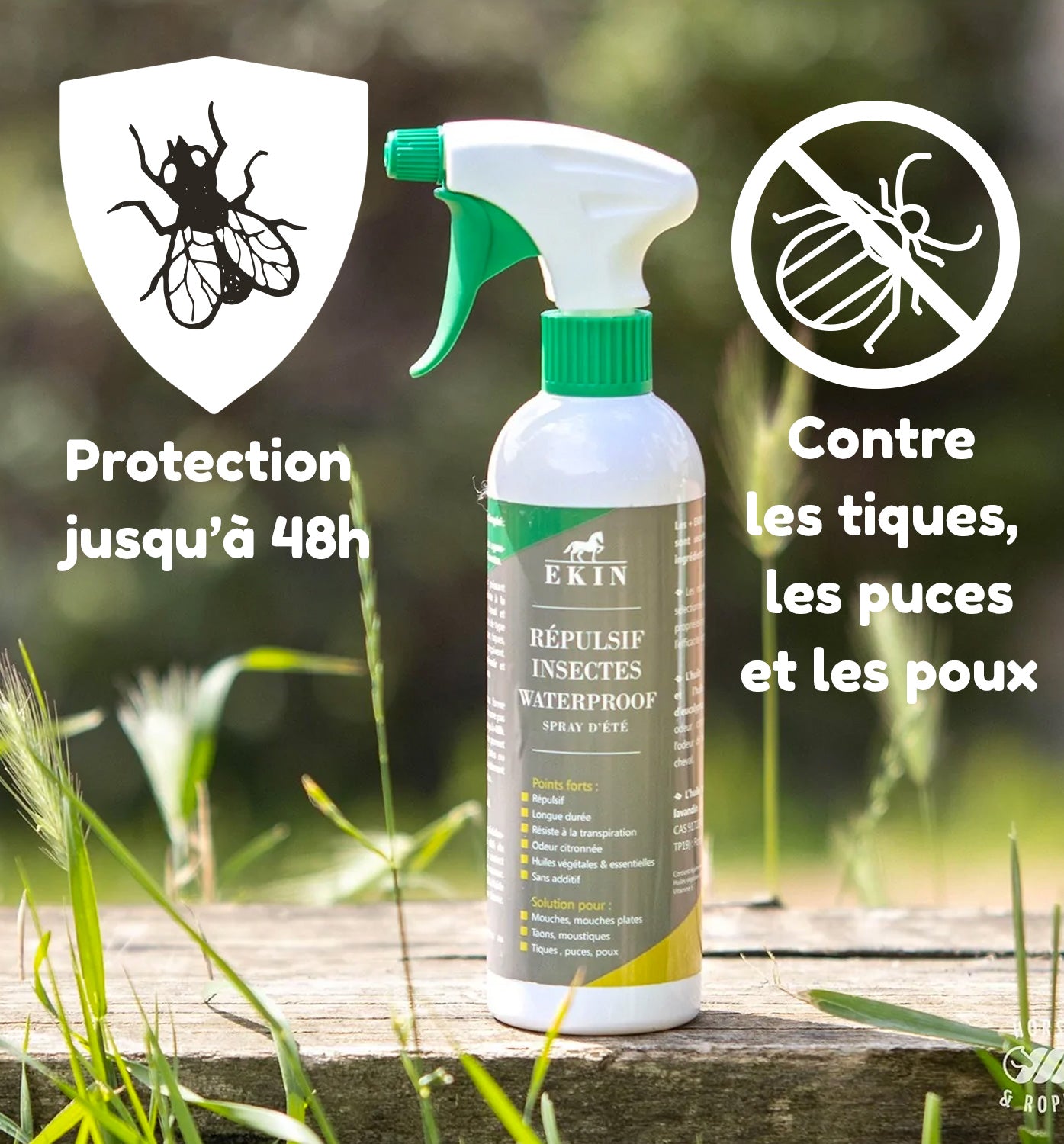 Ekin spray anti piqures d'insectes pour cheval d'équitation (anti mouche, anti moustique, anti tique, anti taon)